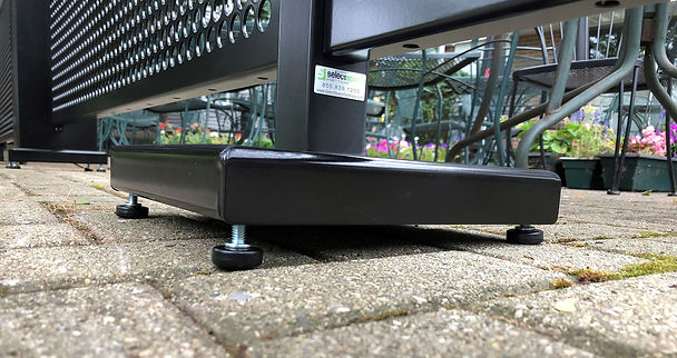 SIdewalk partition stand base with adjusted leg levelers
