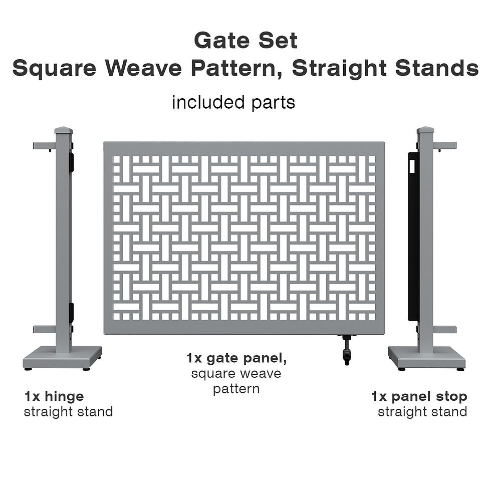 Thumbnail: Gate Set, Square Weave Pattern, Straight Stands with included parts against white background.