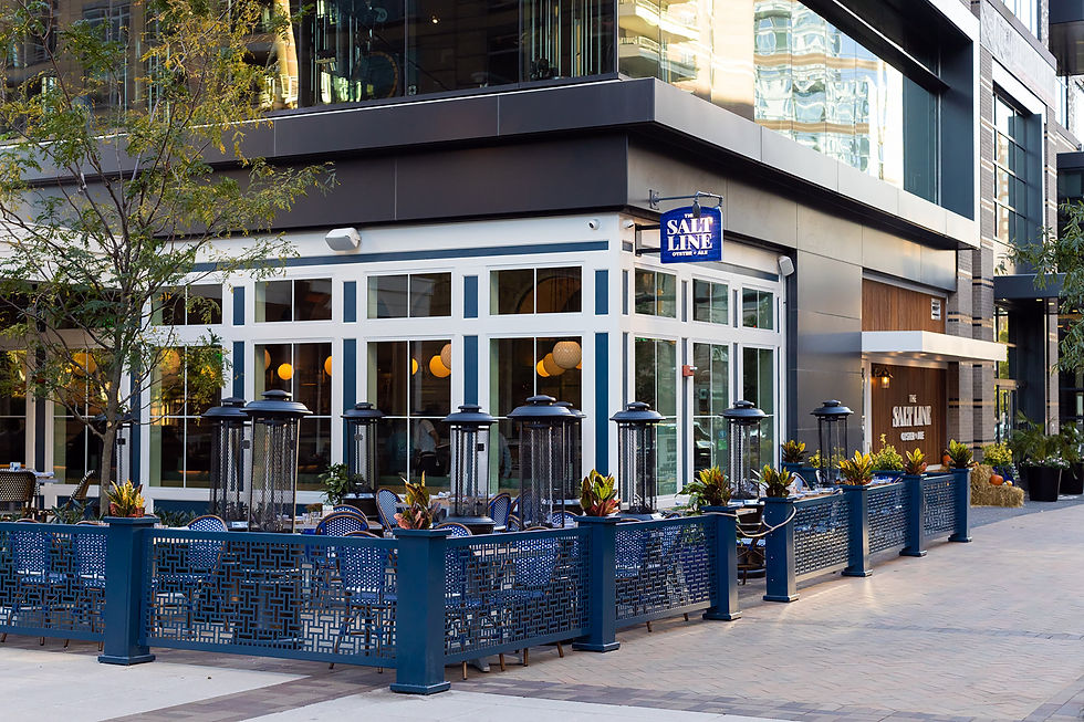 An elegant restaurant patio design at The Salt Line