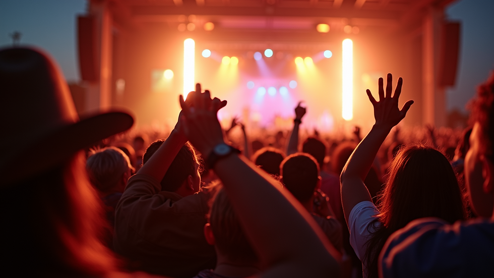 Eye-level view of a country music concert filled with fans