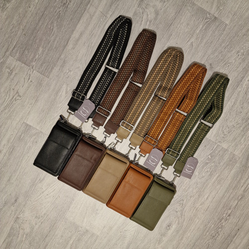 Wide strap phone bag Pearl and Gray