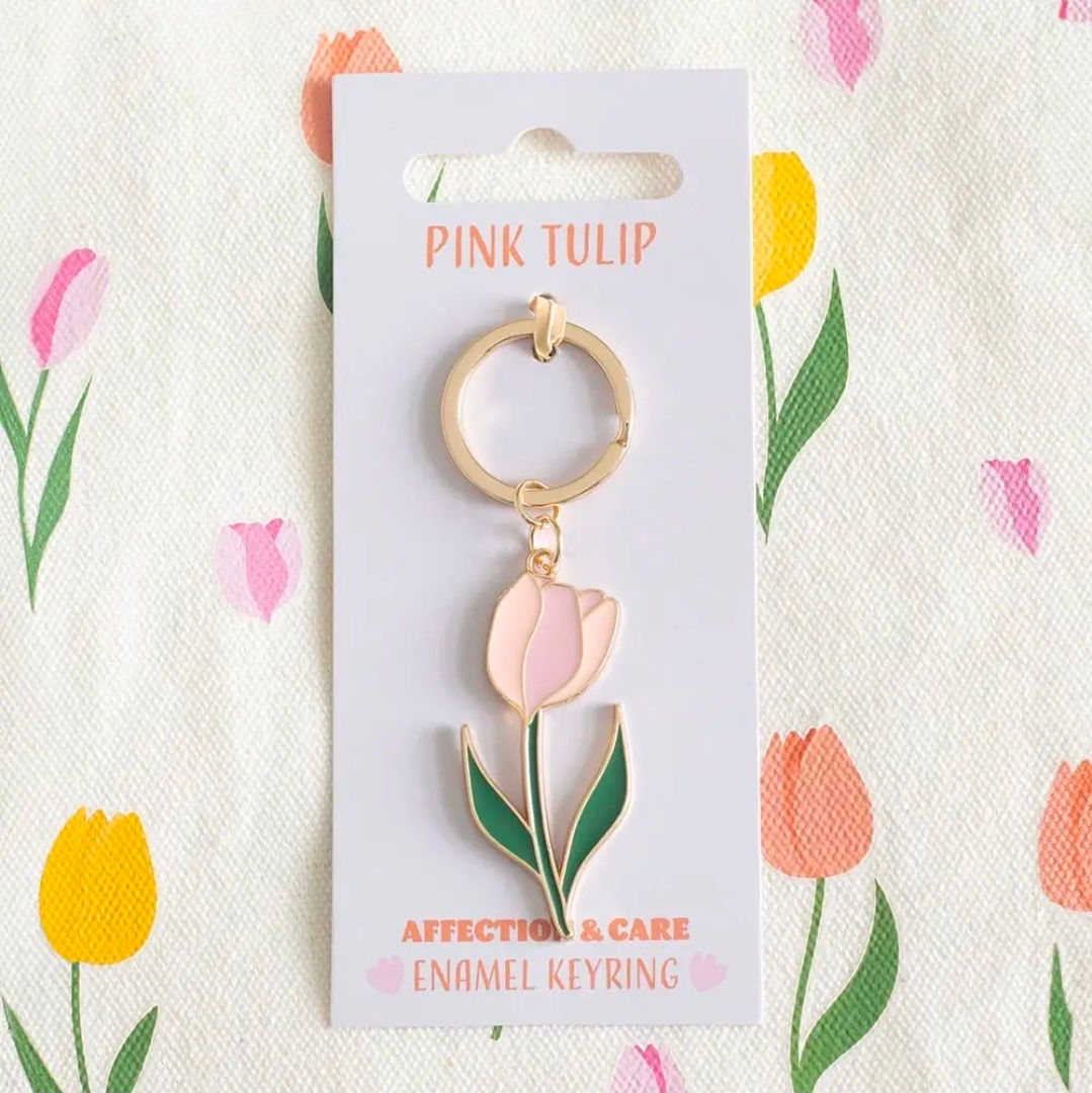 Pink Spring Tulip Keyring