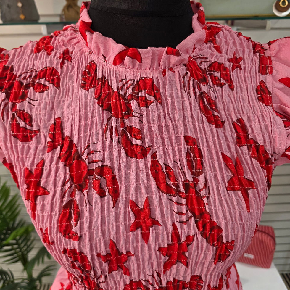 Thumbnail: Pink Lobster Shirred Peplum Top