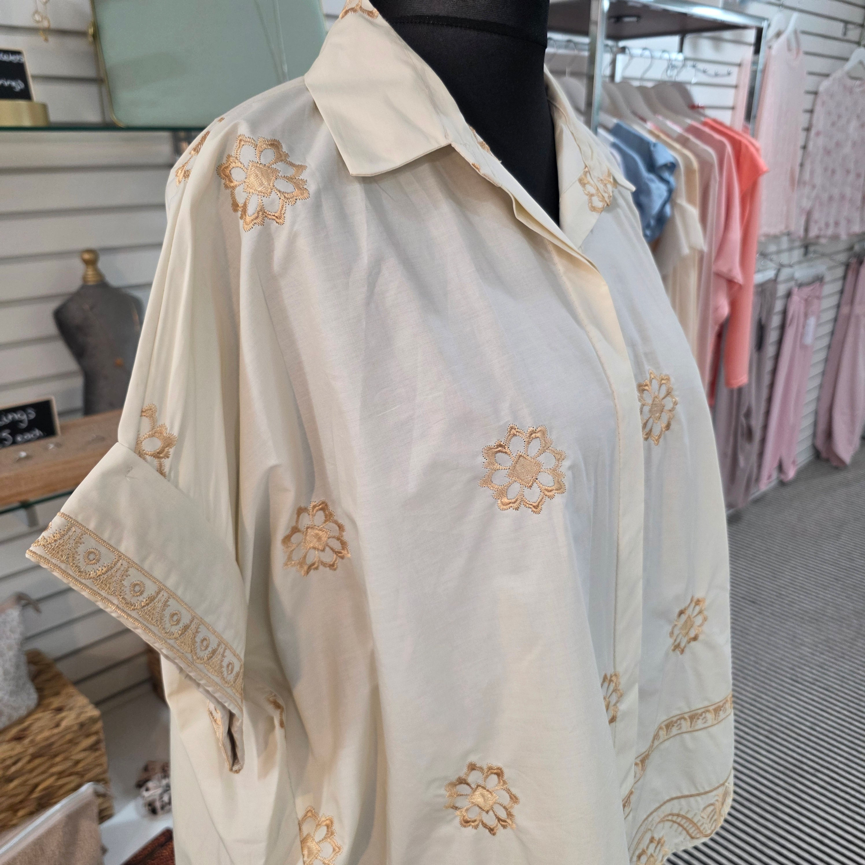 Cream Embroidered Shirt
