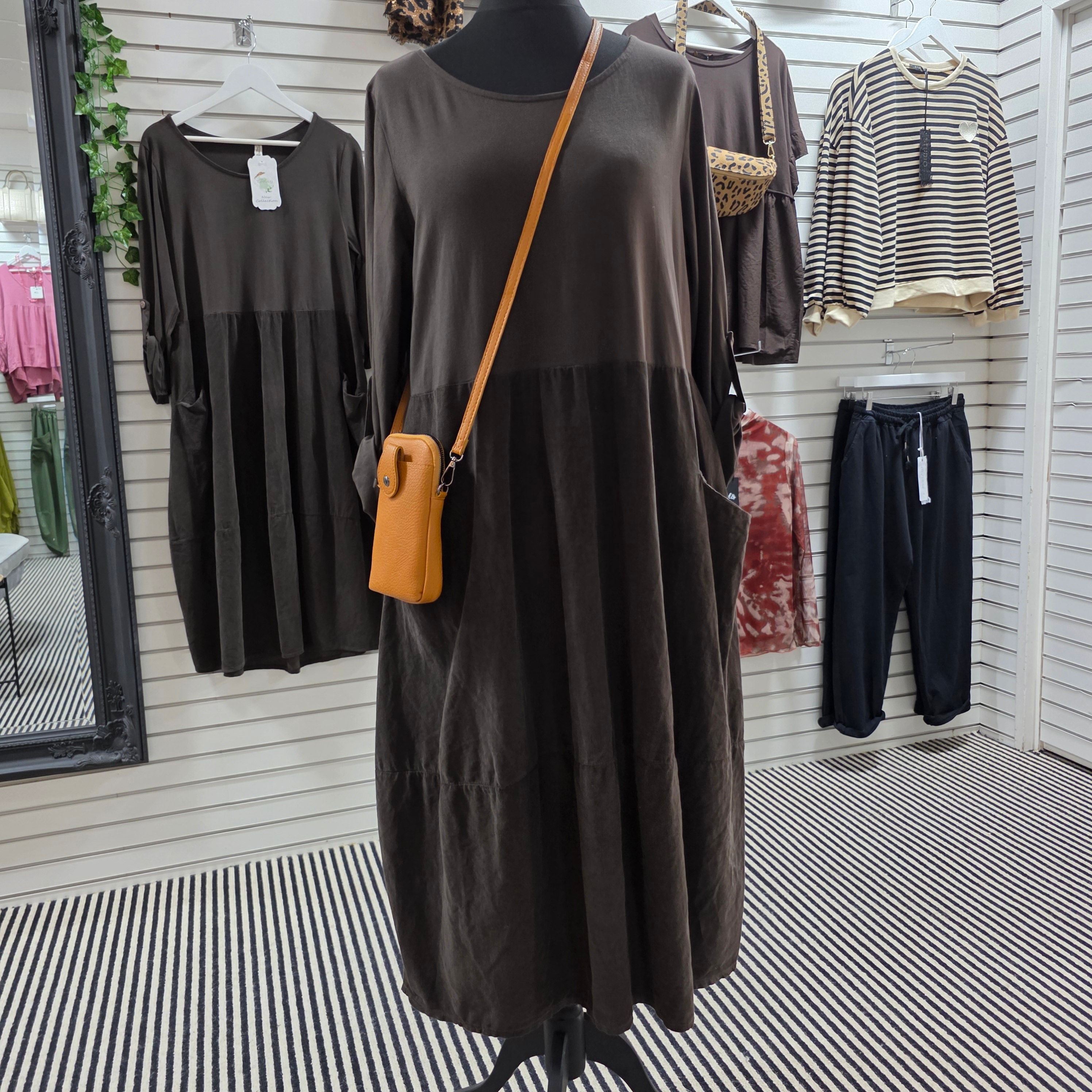 Chocolate bubble hem dress