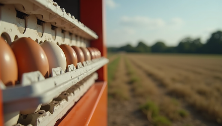 Eye-level view of the egg vending machine ready for installation at the farm in Sedlčany
