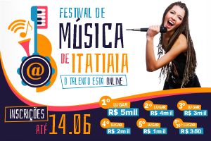 Prorrogadas as inscrições para o Festival de Música Online de Itatiaia, organizado pela Prefeitura