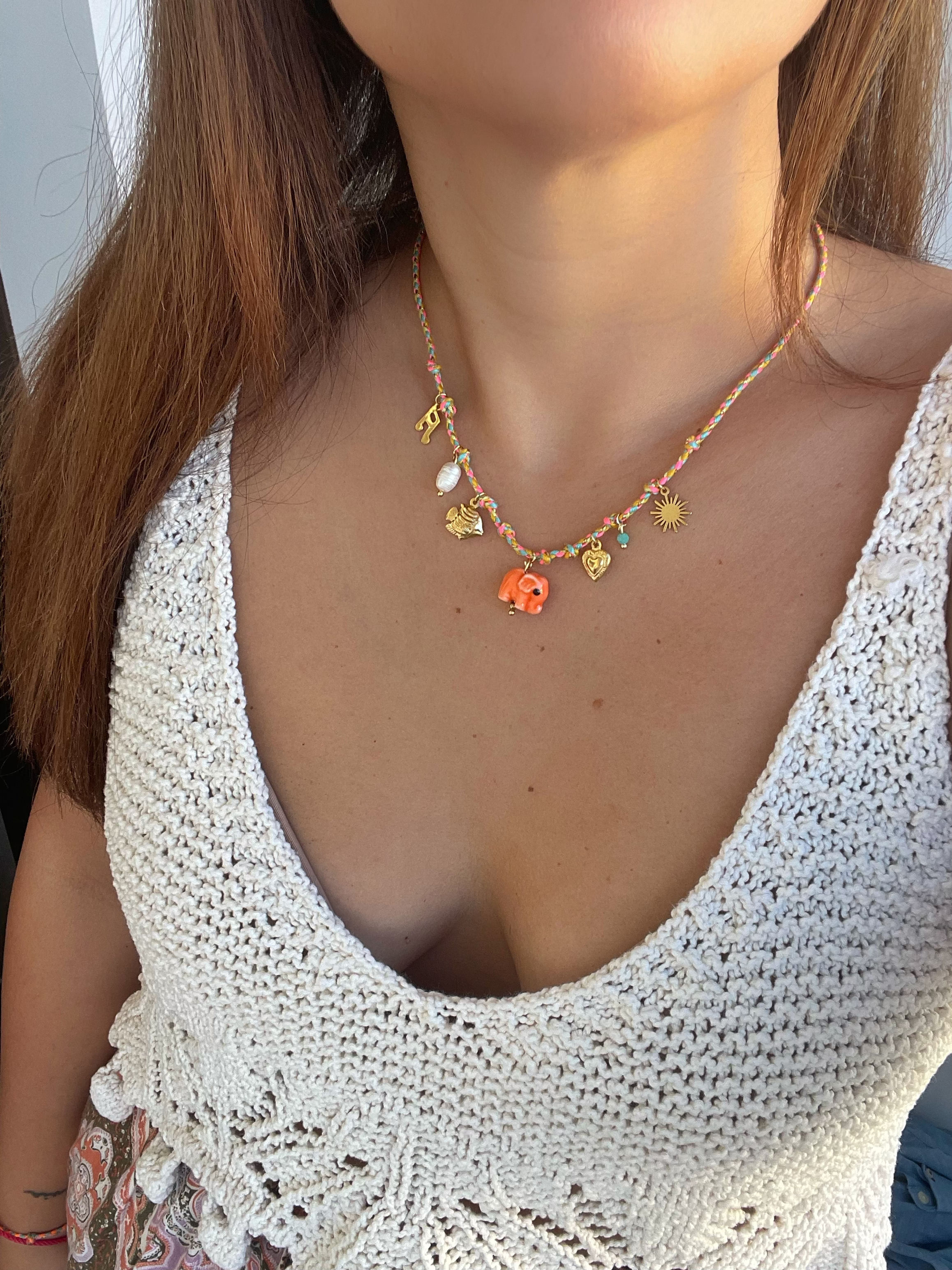 Collier Charm ELEPHANT ORANGE
