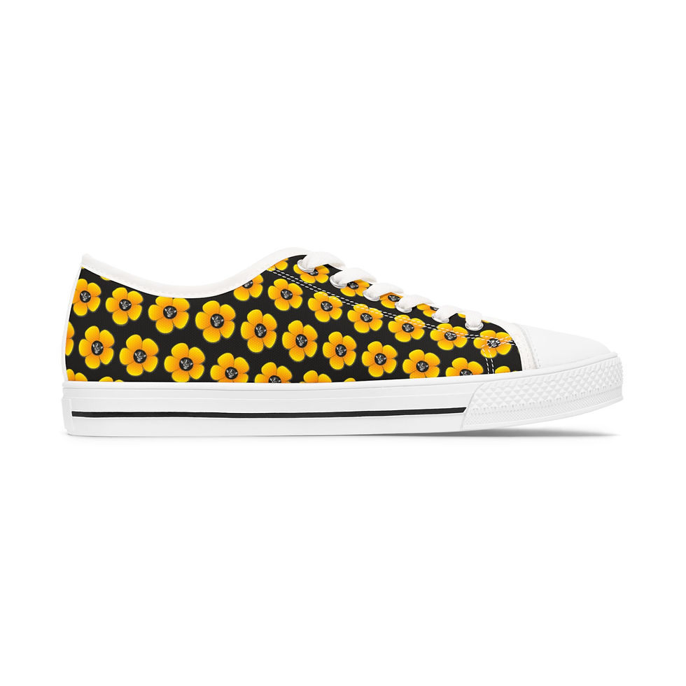 Thumbnail: SkullDaisy Women's Low Top Mismatched Sneakers - Yellow & Black
