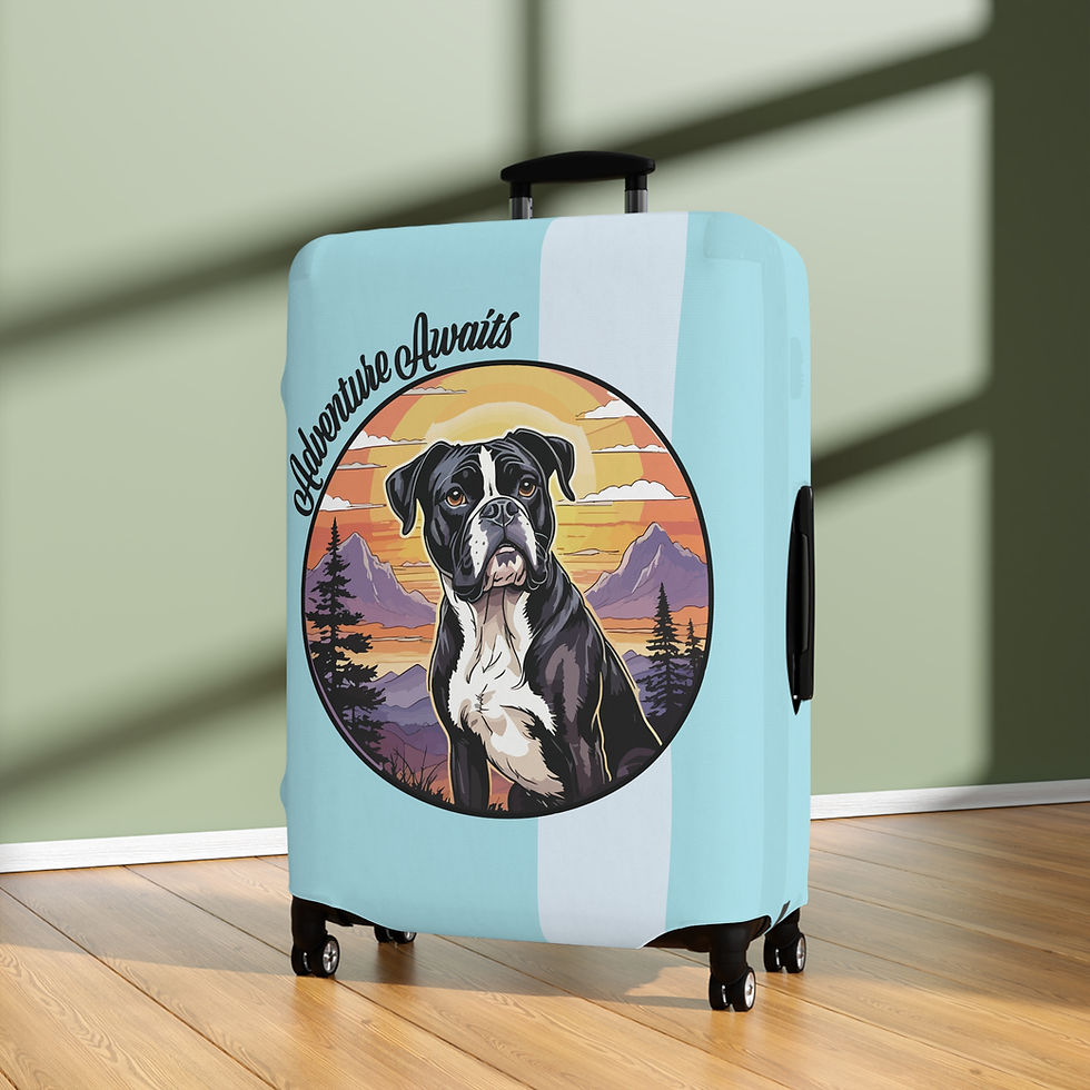 Thumbnail: Adventure Awaits Black & White Boxer Hiking Camping Luggage Covers - 3 Sizes