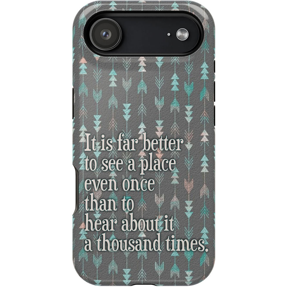 Thumbnail: This travel-inspiring case features a gray background, soft pastel arrows, and our unique quote. 