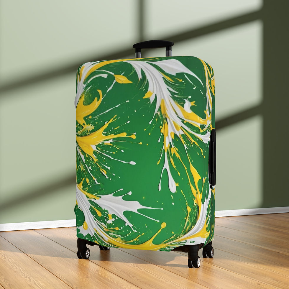 Thumbnail: Luggage Cover — Green & Yellow Marble Travel Protector