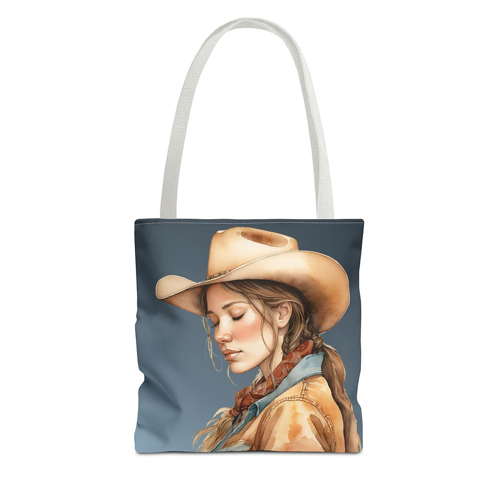 Thumbnail: Inspirational Western Cowgirl Tote Bag with Bible Verse - 3 Size Options