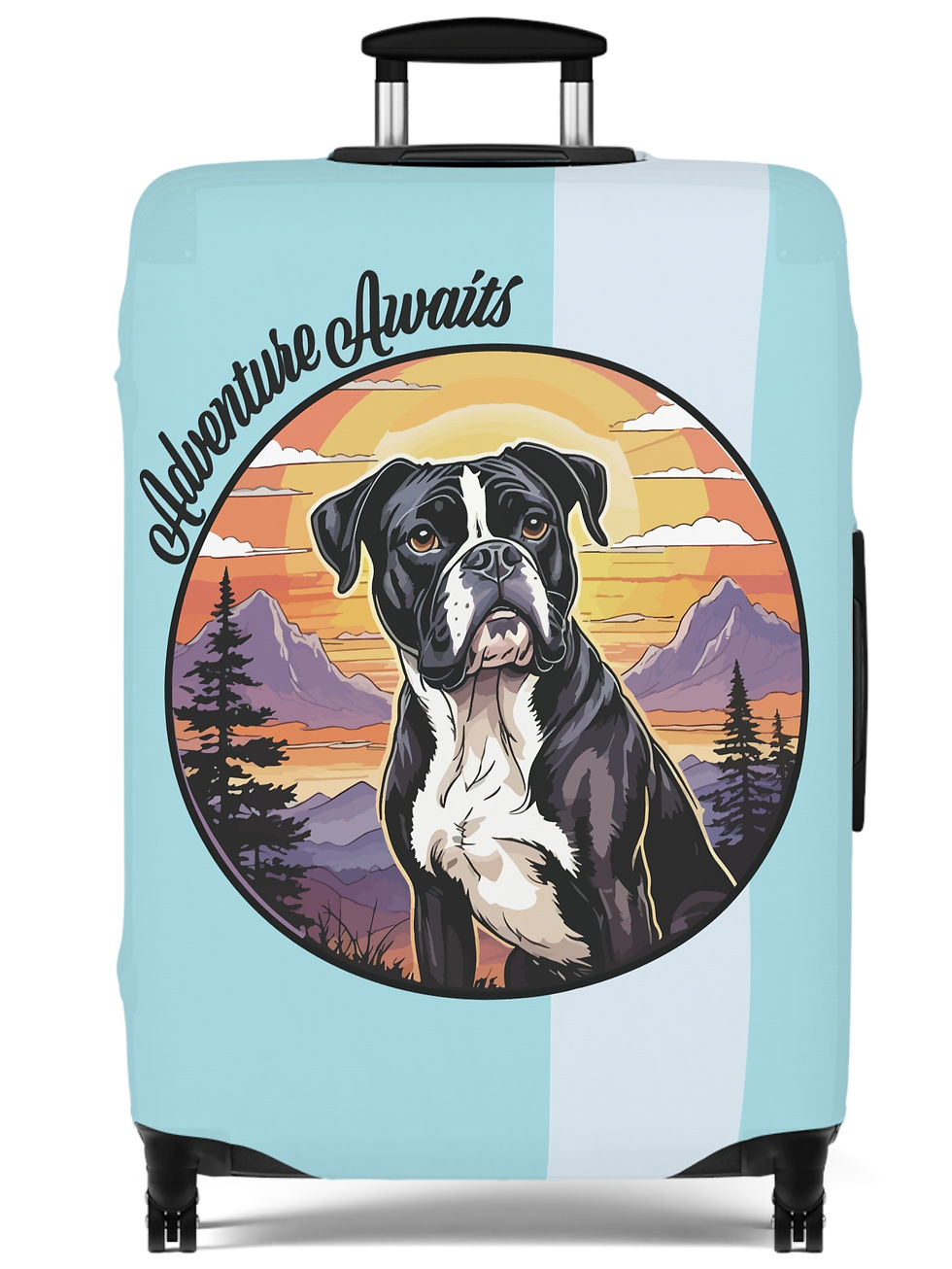 Thumbnail: Adventure Awaits Black & White Boxer Hiking Camping Luggage Covers - 3 Sizes