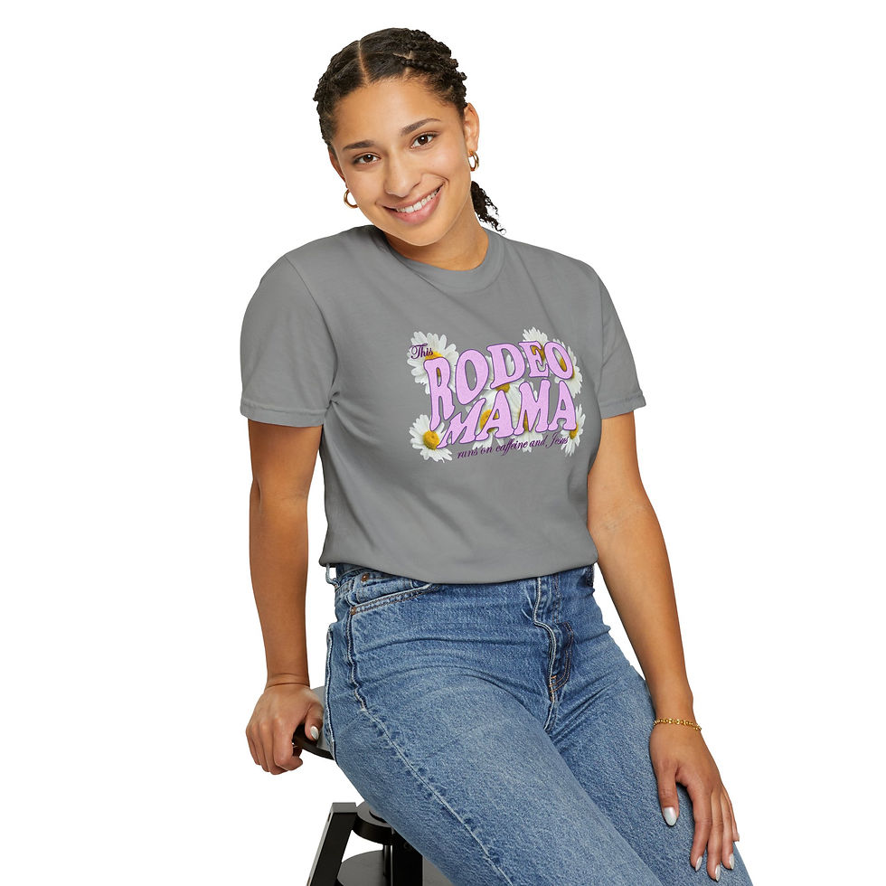 Thumbnail: Rodeo Mama Caffeine & Jesus Garment Dyed T-shirt - 5 Color Options - SM to 4XL