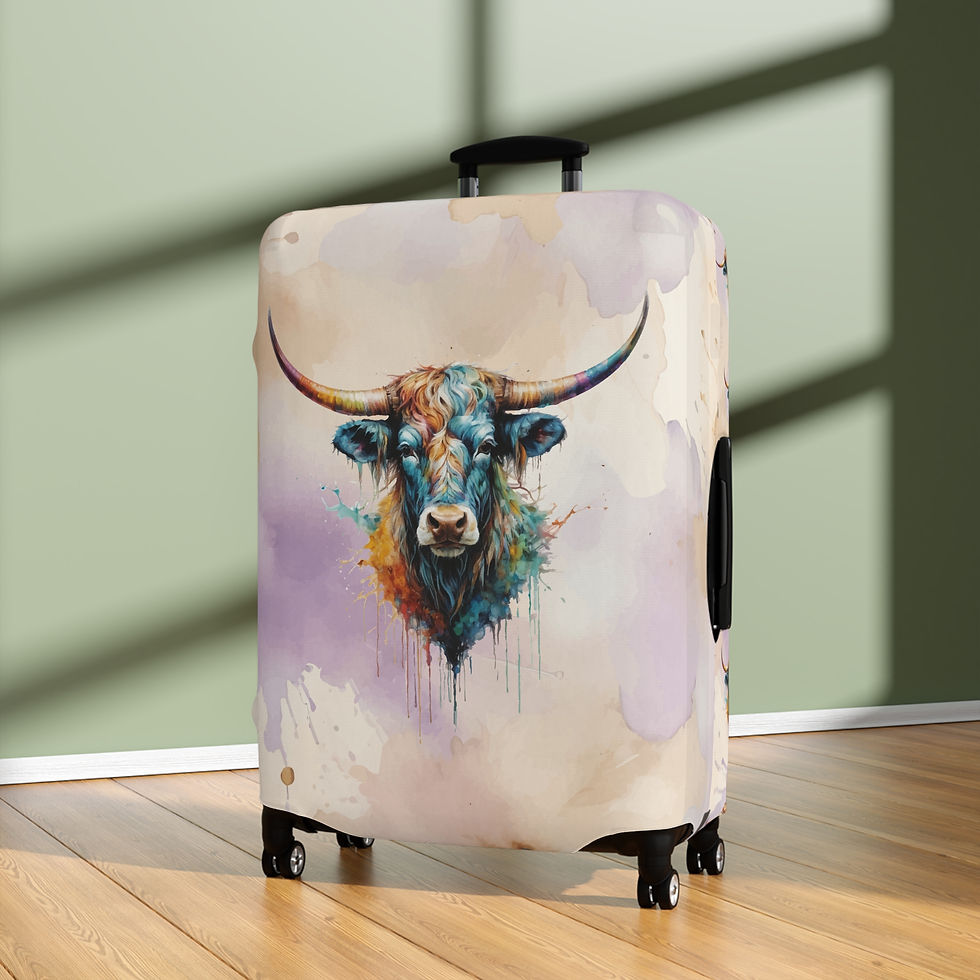 Thumbnail: Watercolor Steer Longhorn Western Stretch Luggage Cover - 3 Sizes 