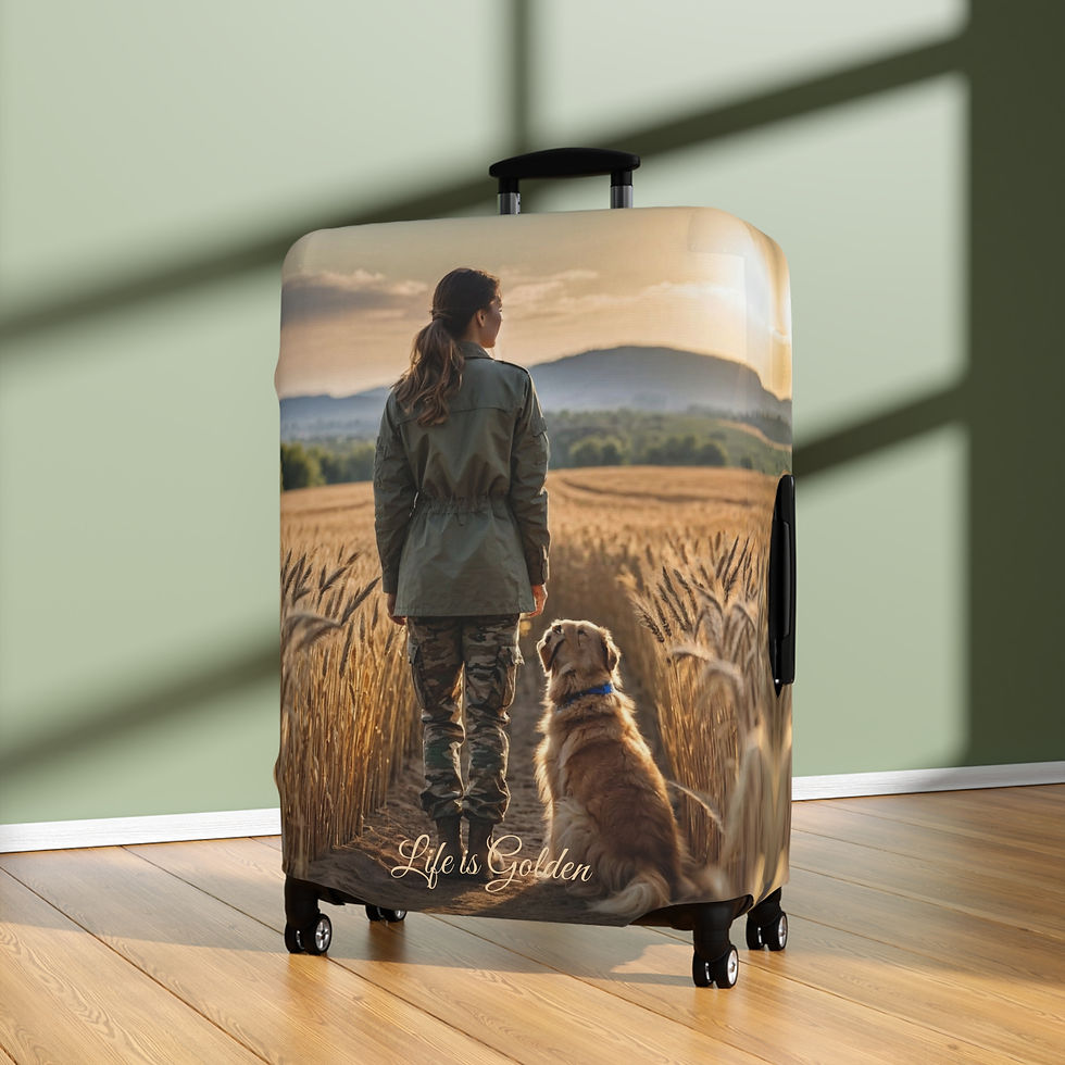 Thumbnail: Life is Golden Bird Upland Golden Retriever Woman Hunter Luggage Cover - 3 Sizes