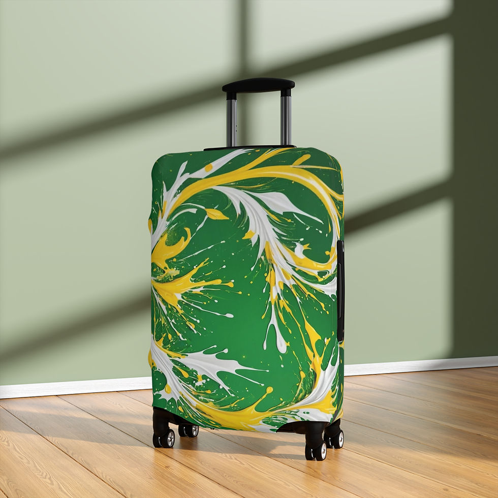 Thumbnail: Luggage Cover — Green & Yellow Marble Travel Protector