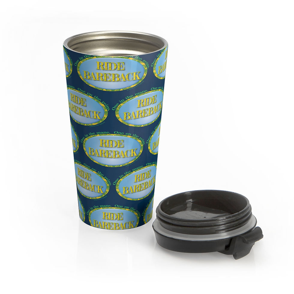 Thumbnail: "Ride Bareback" Deep Blue Retro Stainless Steel Travel Tumbler - 15oz