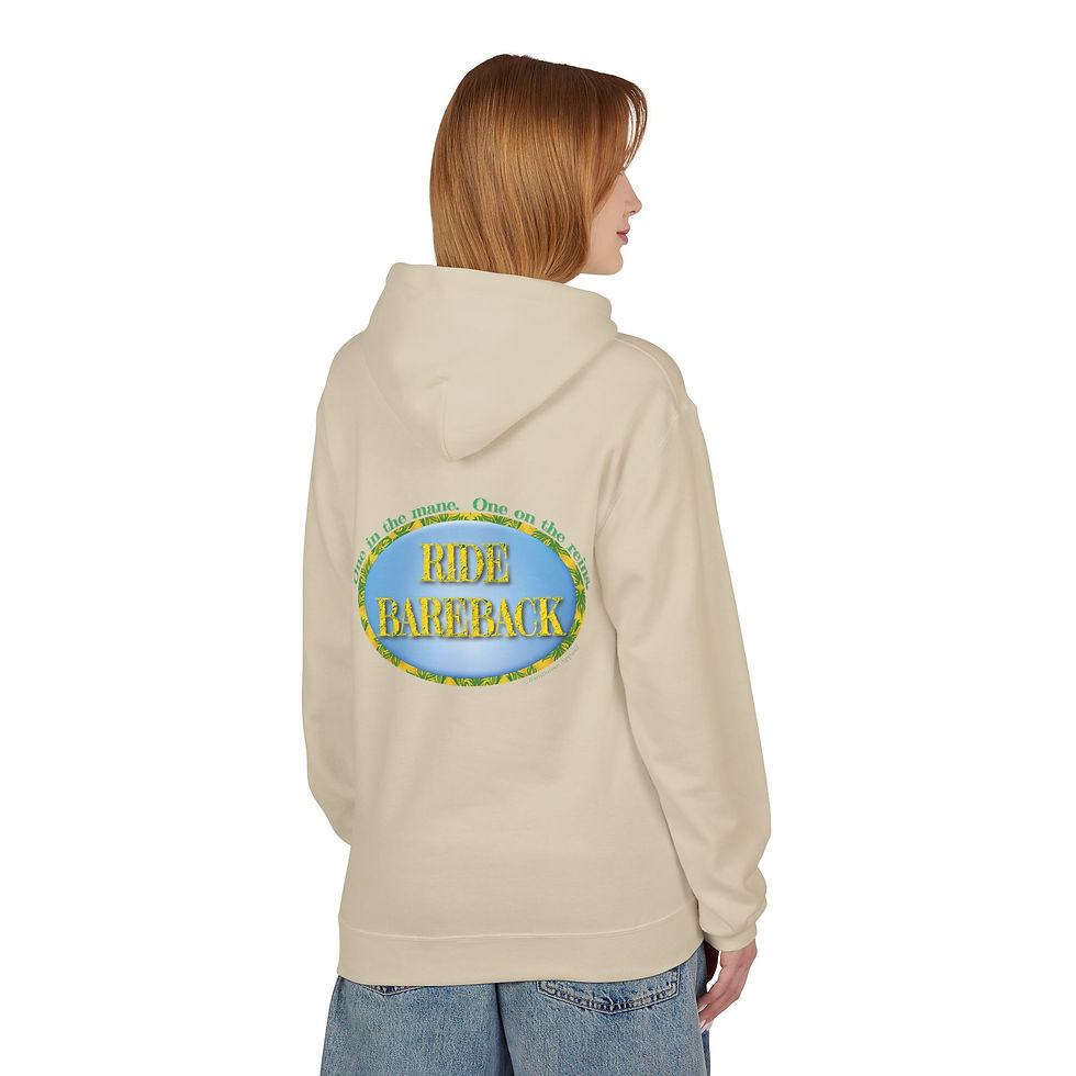 Thumbnail: Ride Bareback Horseback Riding Graphic Midweight Softstyle Fleece Hoodie