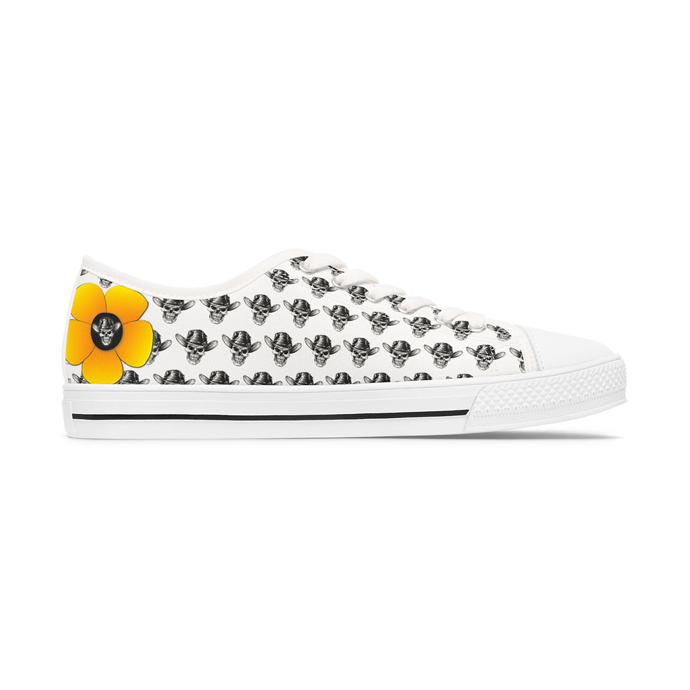 Thumbnail: SkullDaisy Women's Low Top Mismatched Sneakers - White & Black 