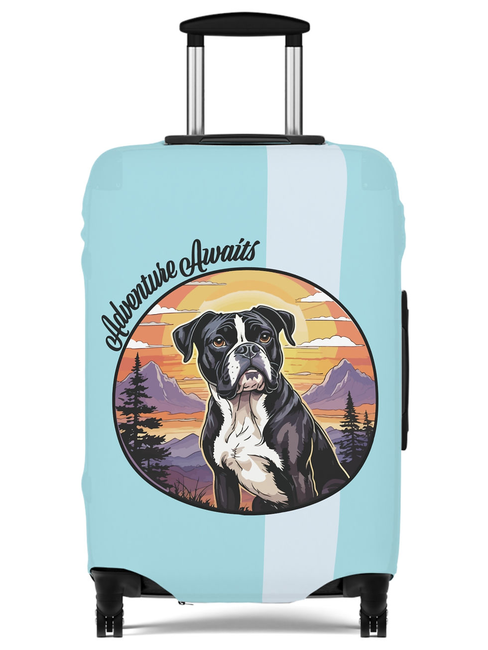 Thumbnail: Adventure Awaits Black & White Boxer Hiking Camping Luggage Covers - 3 Sizes