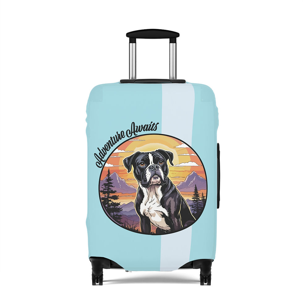 Thumbnail: Adventure Awaits Black & White Boxer Hiking Camping Luggage Covers - 3 Sizes