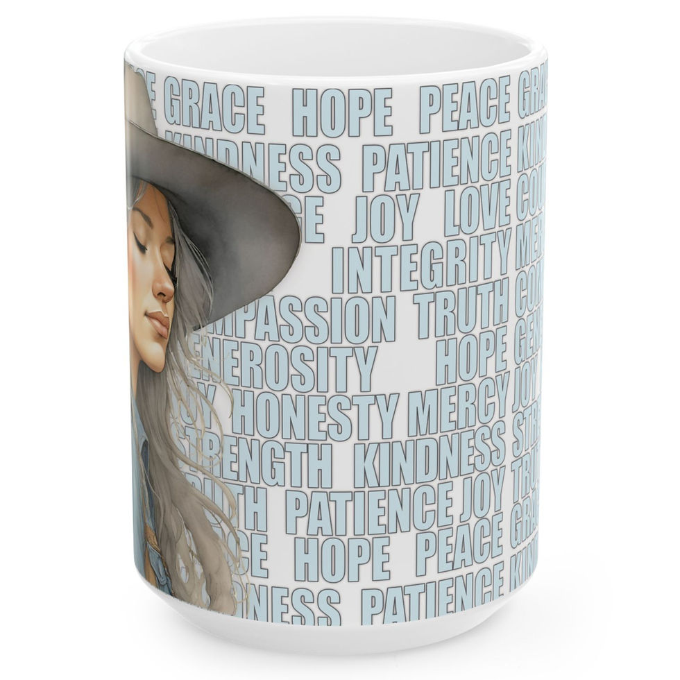 Thumbnail: Uplifted Peaceful Christian Cowgirl Western White Ceramic Mug - 11oz or 15oz