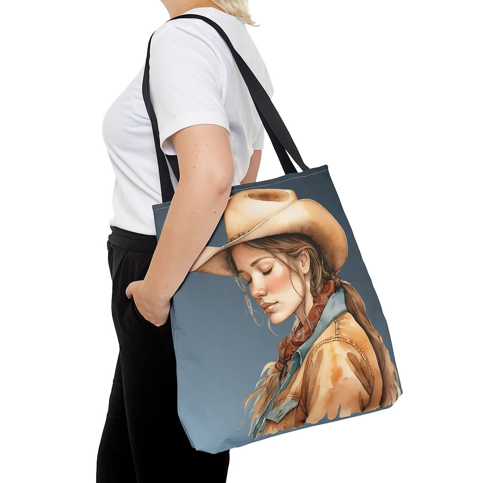 Thumbnail: Inspirational Western Cowgirl Tote Bag with Bible Verse - 3 Size Options