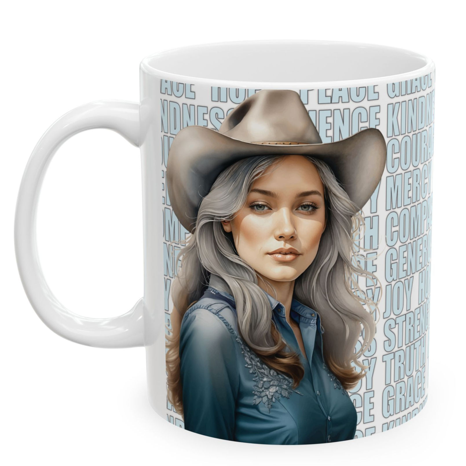 Uplifted Young Christian Cowgirl Western Ceramic Mug - 11oz or 15oz