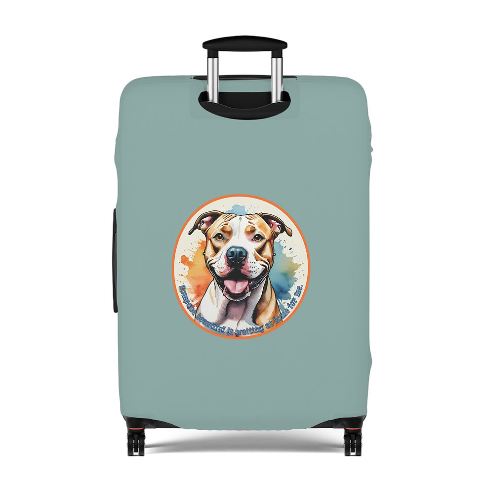 Thumbnail: Tan White Pittie Someone Beautiful Waits at Home for Me Luggage Covers - 3 Sizes