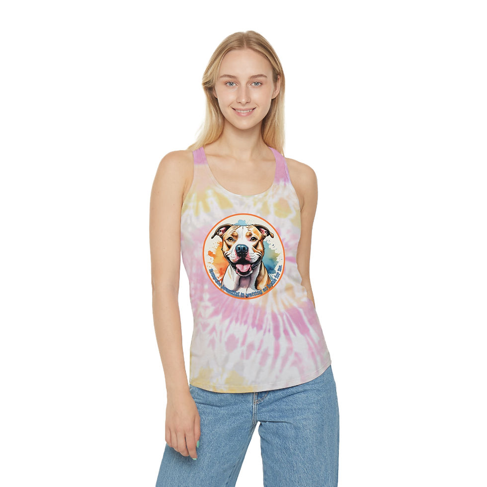 Thumbnail: Someone Beautiful Waits at Home Pitbull Tie Dye Racerback Tank - 2 Color Options