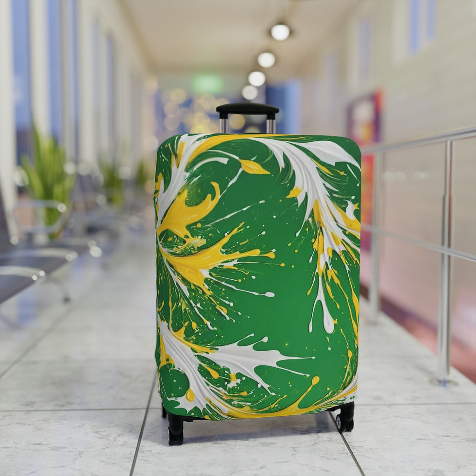 Thumbnail: Luggage Cover — Green & Yellow Marble Travel Protector