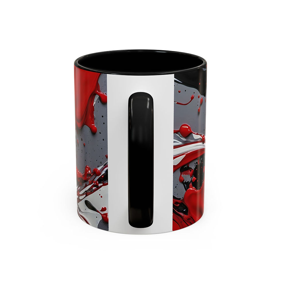 Thumbnail: Abstract Black, Red, Gray & White Accent Coffee Mug – Vibrant Fluid Art 11/15oz