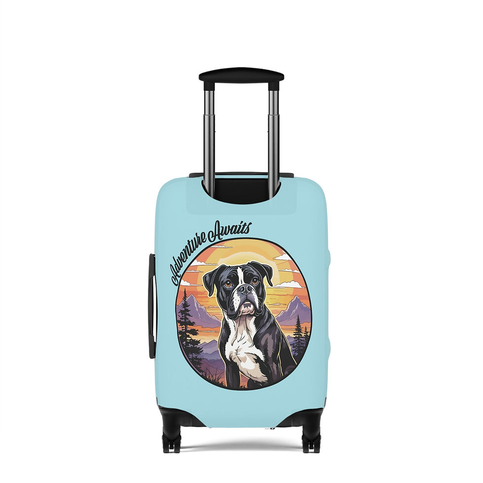 Thumbnail: Adventure Awaits Black & White Boxer Hiking Camping Luggage Covers - 3 Sizes