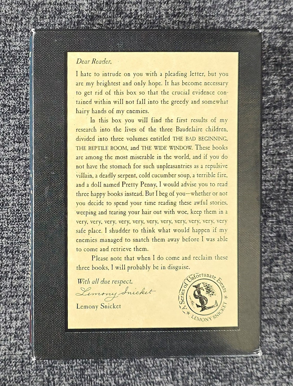 Thumbnail: A Box of Unfortunate Events Box Set by Lemony Snicket, 1999.