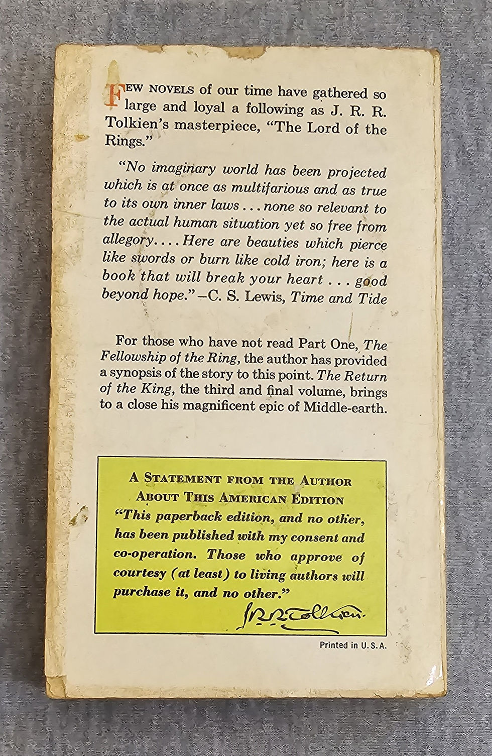 Thumbnail: The Two Towers by J.R.R. Tolkien, 1970