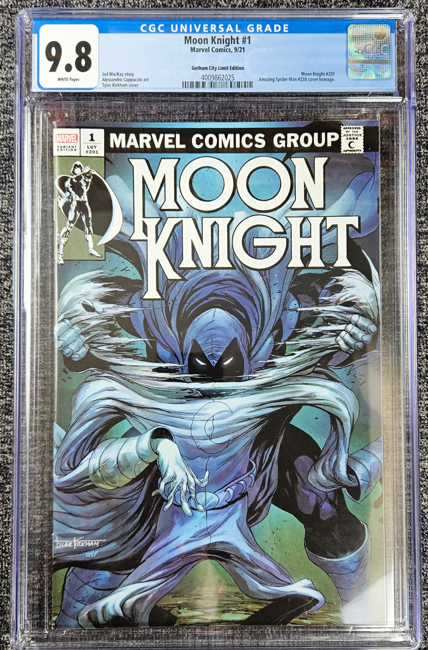 MOON KNIGHT #1 Tyler Kirkham 2021 CGC 9.8 ASM 238 Homage
