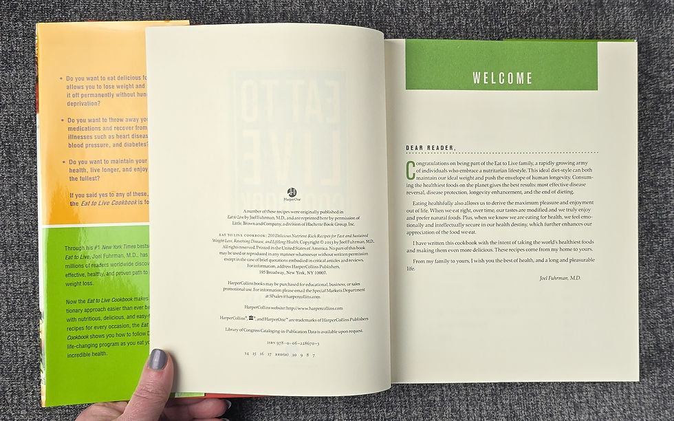 Thumbnail: Eat To Live Cookbook, 2013 & Eat To Live, 2011 by Joel Fuhrman. WFPB.