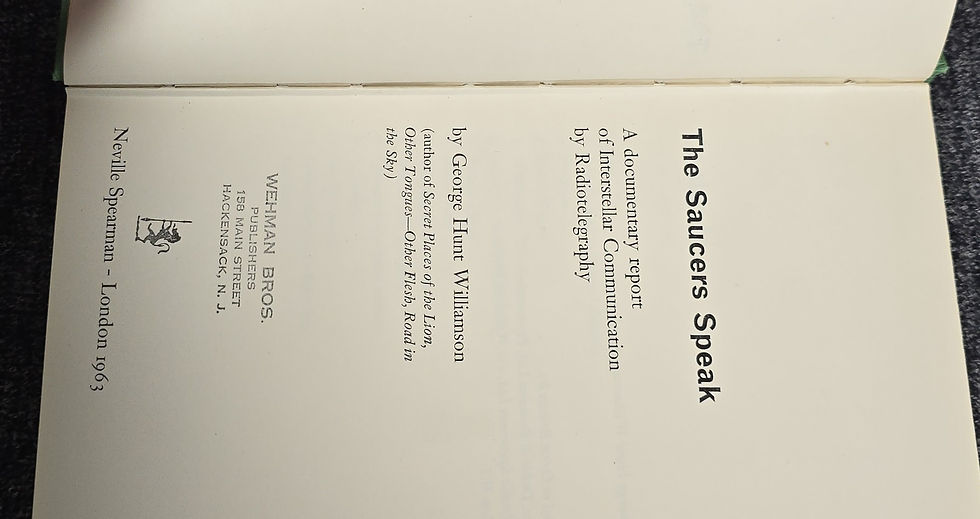 Thumbnail: The Saucers Speak by George Hunt Williamson, 1963.