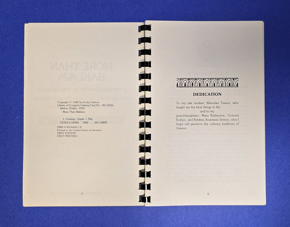 Thumbnail: More Than Baklava, Evelyn Semos, 1982. Inscribed & Dated by Author