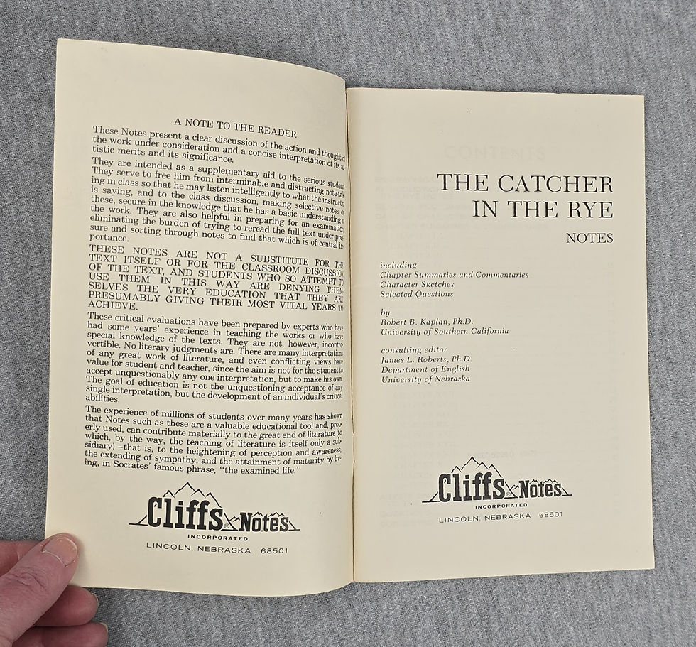 Thumbnail: Cliffs Notes Huckleberry Finn, 1971 & Catcher in the Rye, 1965 by R. B. Kaplan.