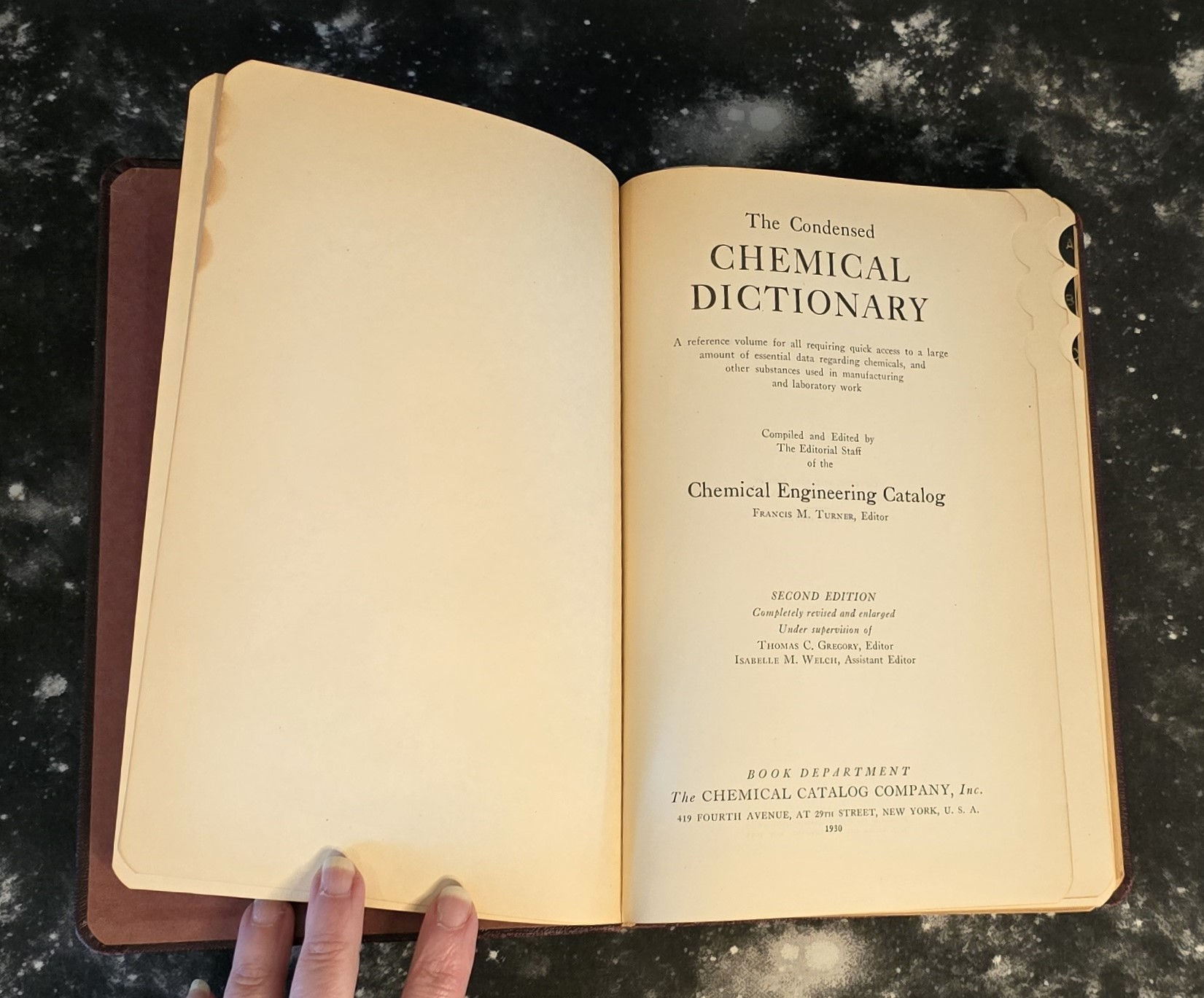 The Condensed Chemical Dictionary by James A. Oberly, Second Edition, 1930