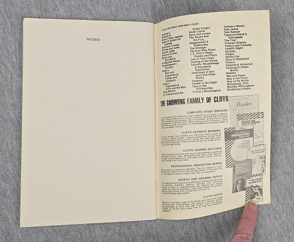 Thumbnail: Cliffs Notes Huckleberry Finn, 1971 & Catcher in the Rye, 1965 by R. B. Kaplan.