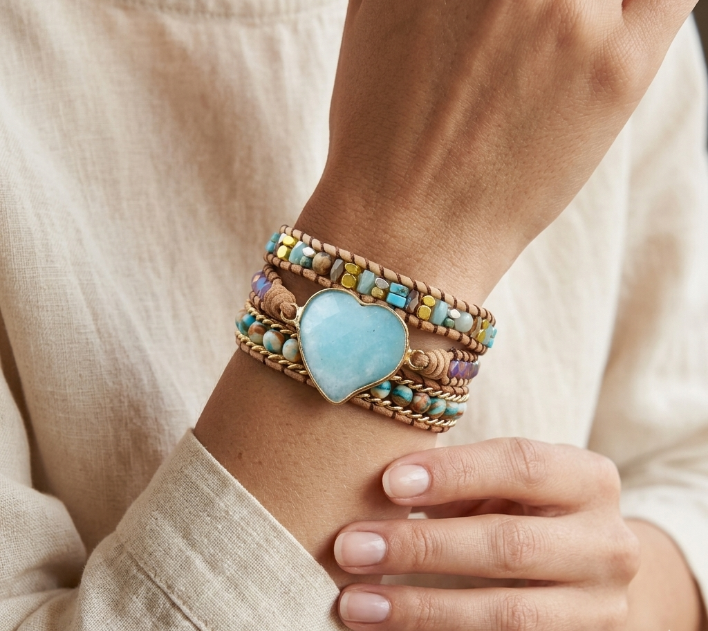 Velinor Boho Azure Heart Wrap Bracelet