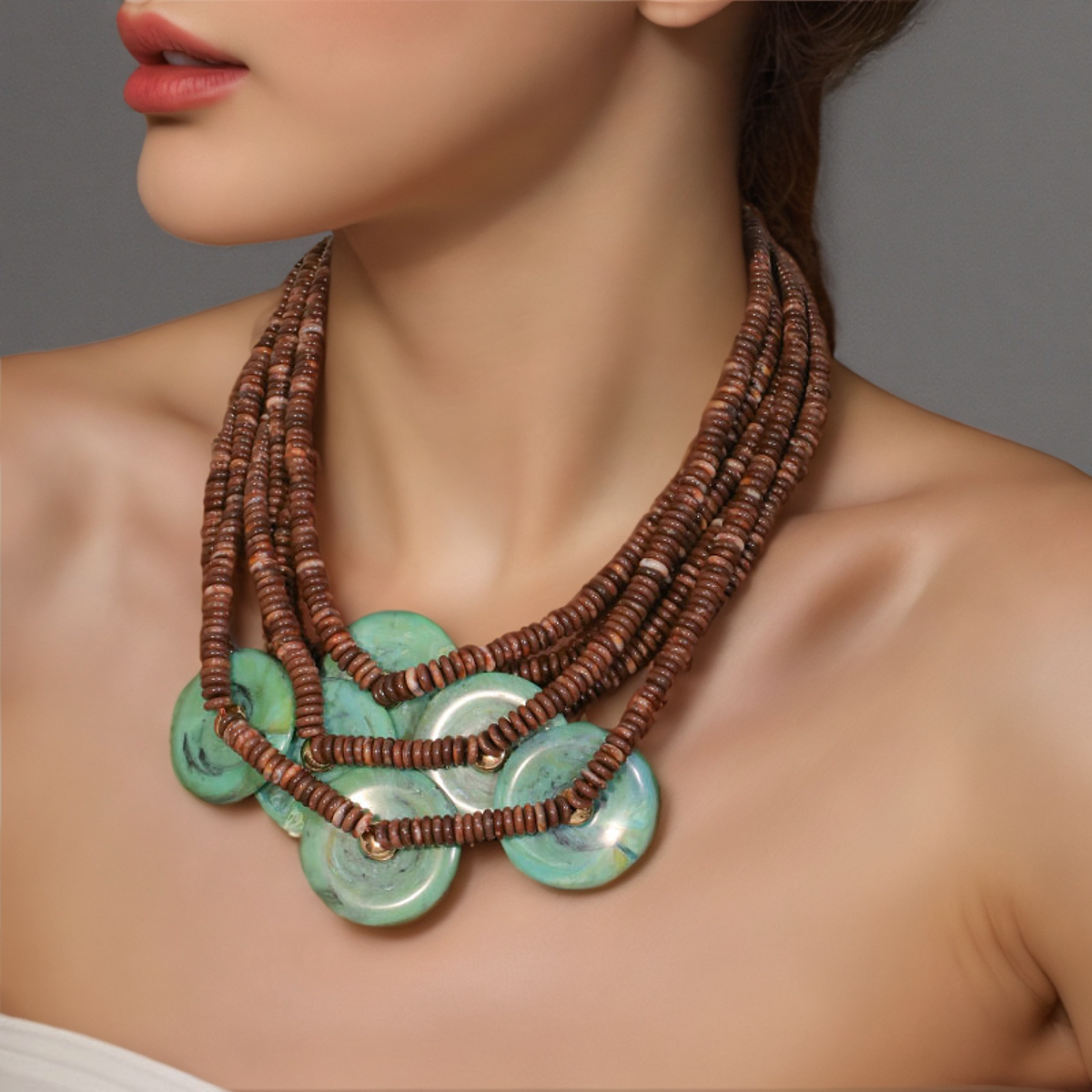 Boho Terra Azure Statement Necklace