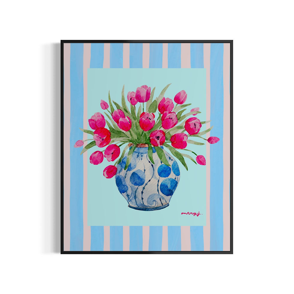 Miniature : Vase In Stripes - Toile & Poster