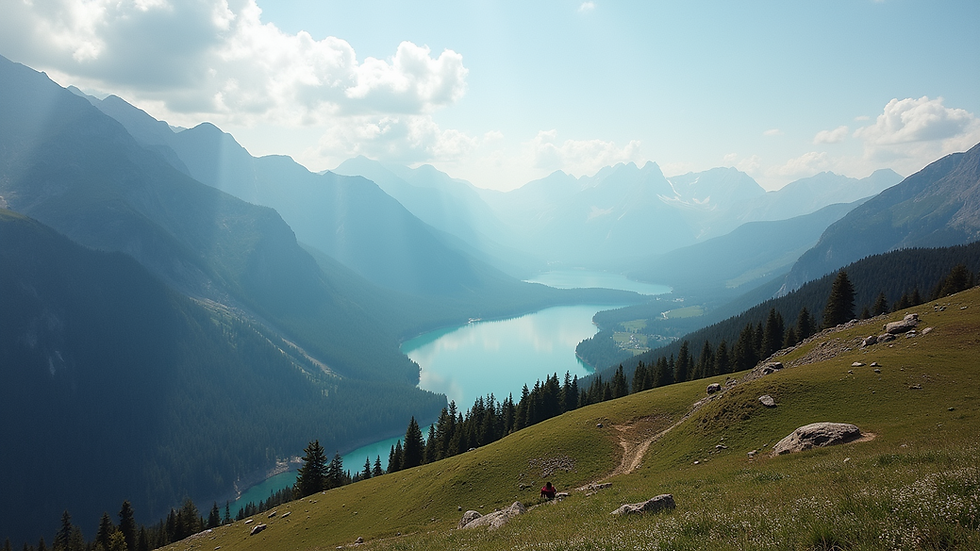 Wide angle view of a stunning mountain landscape