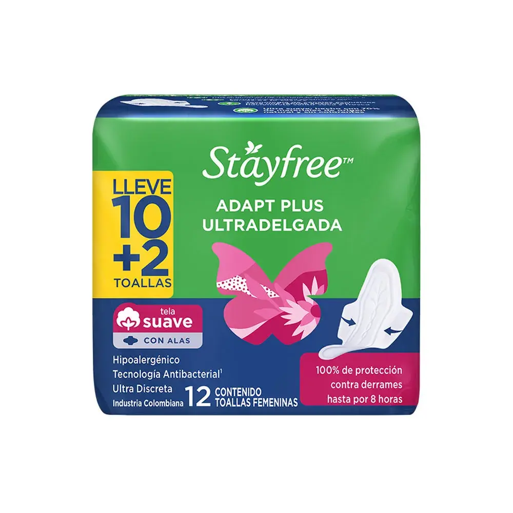 Toallas Higiene  StayFree Ultradelgadas Lleve 10 +2
