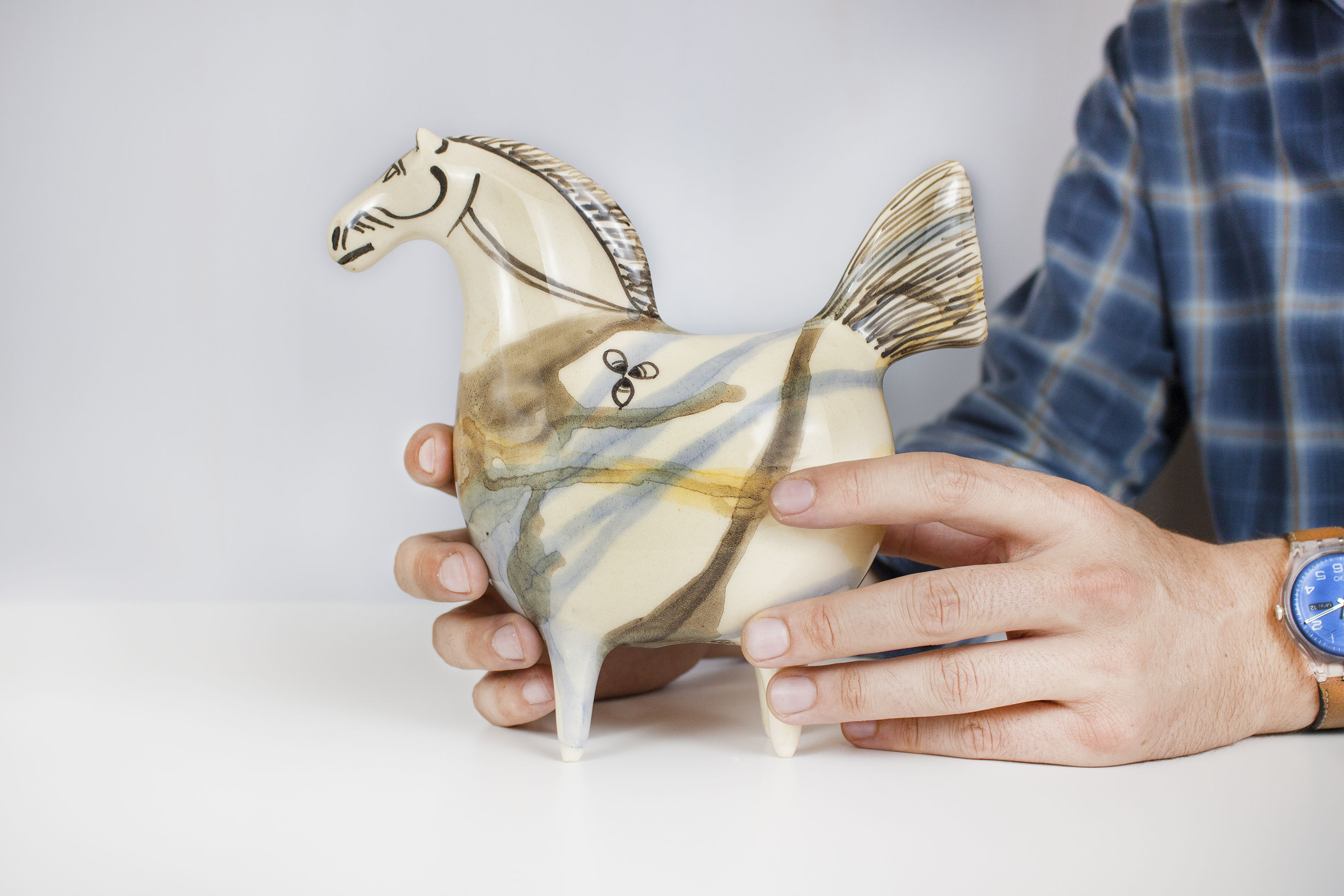 Statuette de Cheval Artisanale en Céramique No:58